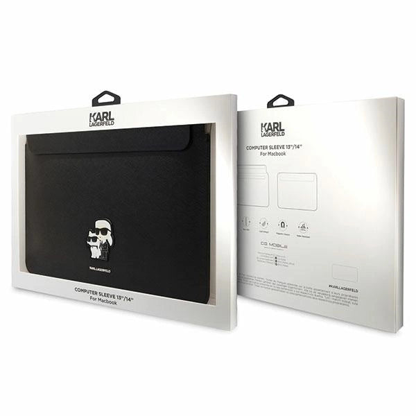 Karl Lagerfeld Saffiano Karl&Choupette case for a 14" laptop - black