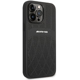 AMG AMHMP14XOSDBK iPhone 14 Pro Max 6.7" sort/sort hårdkasse Læder Curved Lines MagSafe