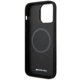 AMG AMHMP14XOSDBK iPhone 14 Pro Max 6.7" sort/sort hårdkasse Læder Curved Lines MagSafe