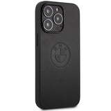 BMW læder Emboss-kasse til iPhone 13 Pro / iPhone 13 - sort
