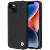 Case BMW BMHCP14S22RQDK iPhone 14 6,1" sort/sort Ledret Quilted