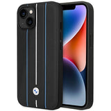 Case BMW BMHCP14S22RVSK iPhone 14 6,1" sort/sort hårdkasse Læder Stamp Blue Lines