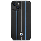 Case BMW BMHCP14S22RVSK iPhone 14 6,1" sort/sort hårdkasse Læder Stamp Blue Lines
