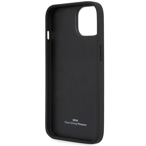 Case BMW BMHCP14S22RVSK iPhone 14 6,1" sort/sort hårdkasse Læder Stamp Blue Lines
