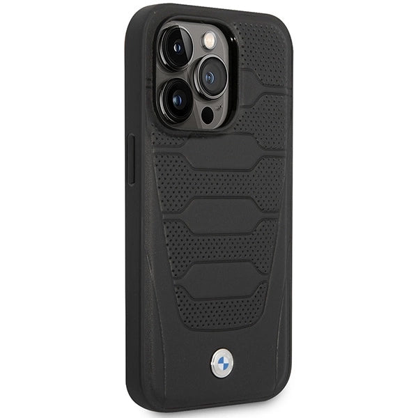 Case BMW BMHCP14X22RPSK iPhone 14 Pro Max 6,7" sort/sort Ledersæder mønster