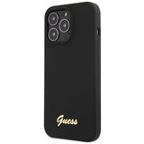 Guess GUHCP13XLSLMGBK iPhone 13 Pro Max 6.7" sort/sort hardcase Silicone Script Guld Logo