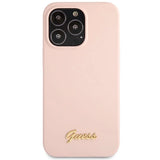 Guess GUHCP13XLSLMGLP iPhone 13 Pro Max 6,7" lyserød/lyserød hardcase Silicone Script Gold Logo
