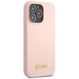 Guess GUHCP13XLSLMGLP iPhone 13 Pro Max 6,7" lyserød/lyserød hardcase Silicone Script Gold Logo