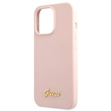 Guess GUHCP13XLSLMGLP iPhone 13 Pro Max 6,7" lyserød/lyserød hardcase Silicone Script Gold Logo