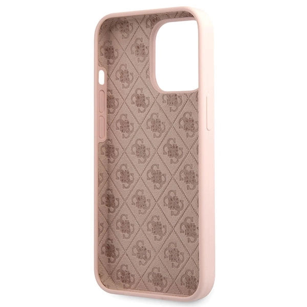 Guess GUHCP13XLSLMGLP iPhone 13 Pro Max 6,7" lyserød/lyserød hardcase Silicone Script Gold Logo