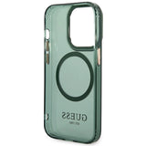 Guess GUHMP14XHTCMA iPhone 14 Pro Max 6,7" grøn/khaki hård forside Guld Outline Gennemskinnelig MagSafe