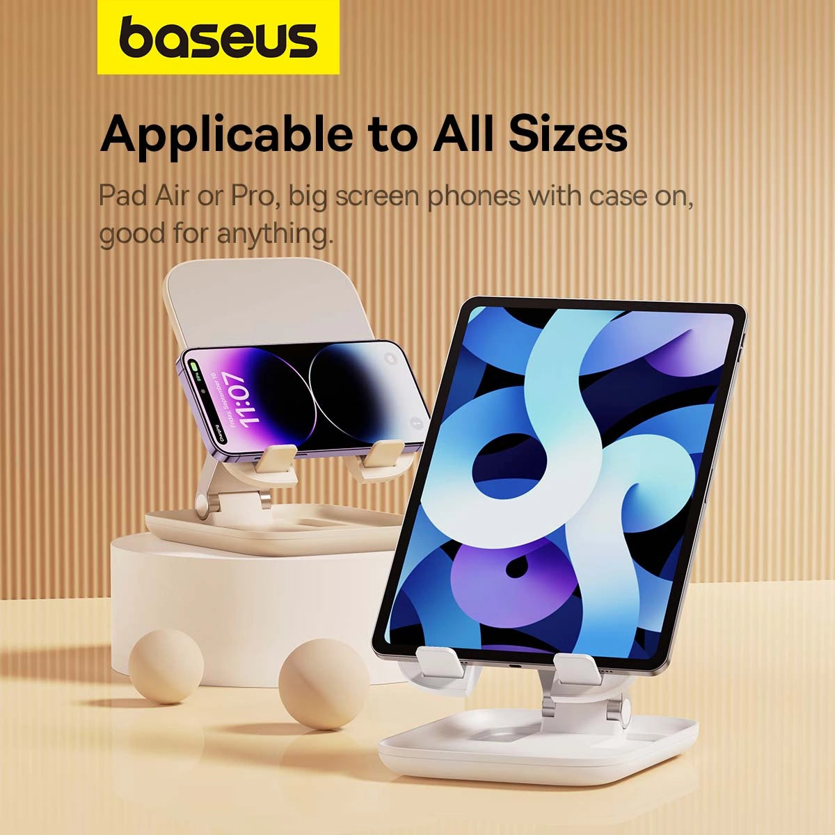 Baseus BS- HP009 Seashell- serie sammenklappelig tabletstativ - hvid