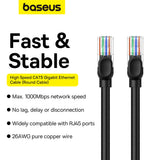 Baseus High Speed Cat 5 RJ-45 1000Mb/s Ethernet kabel 8m rund - sort