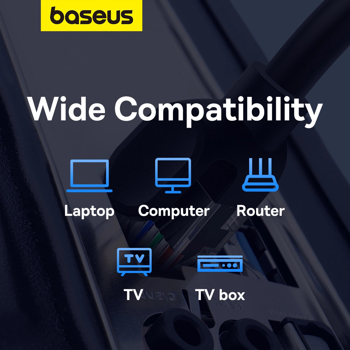 Baseus High Speed Cat 5 RJ-45 1000Mb/s Ethernet kabel 8m rund - sort