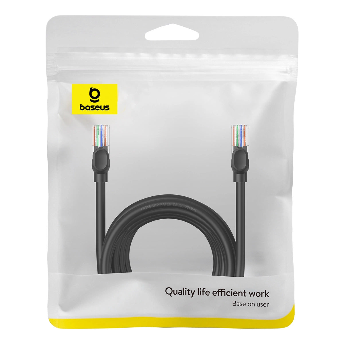 Baseus High Speed Cat 5 RJ-45 1000Mb/s Ethernet kabel 8m rund - sort