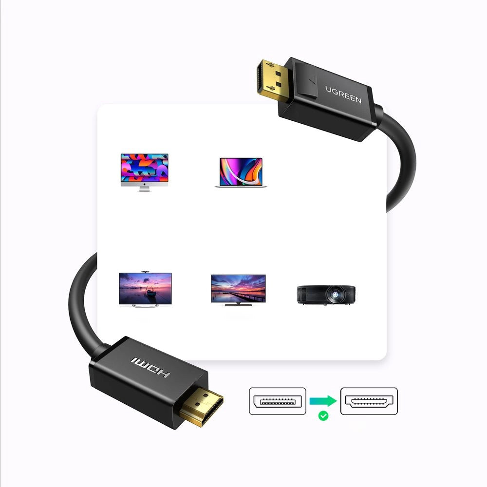 DisplayPort - HDMI-kabel Ugreen DP101 4K 3m - sort