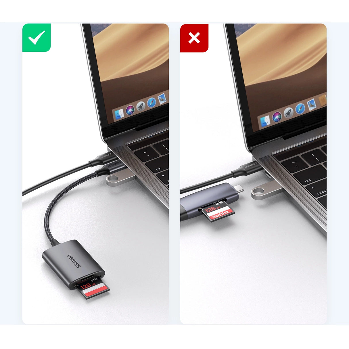 Ugreen CM401 USB C 5Gb/s SD/TF kortlæser - grå