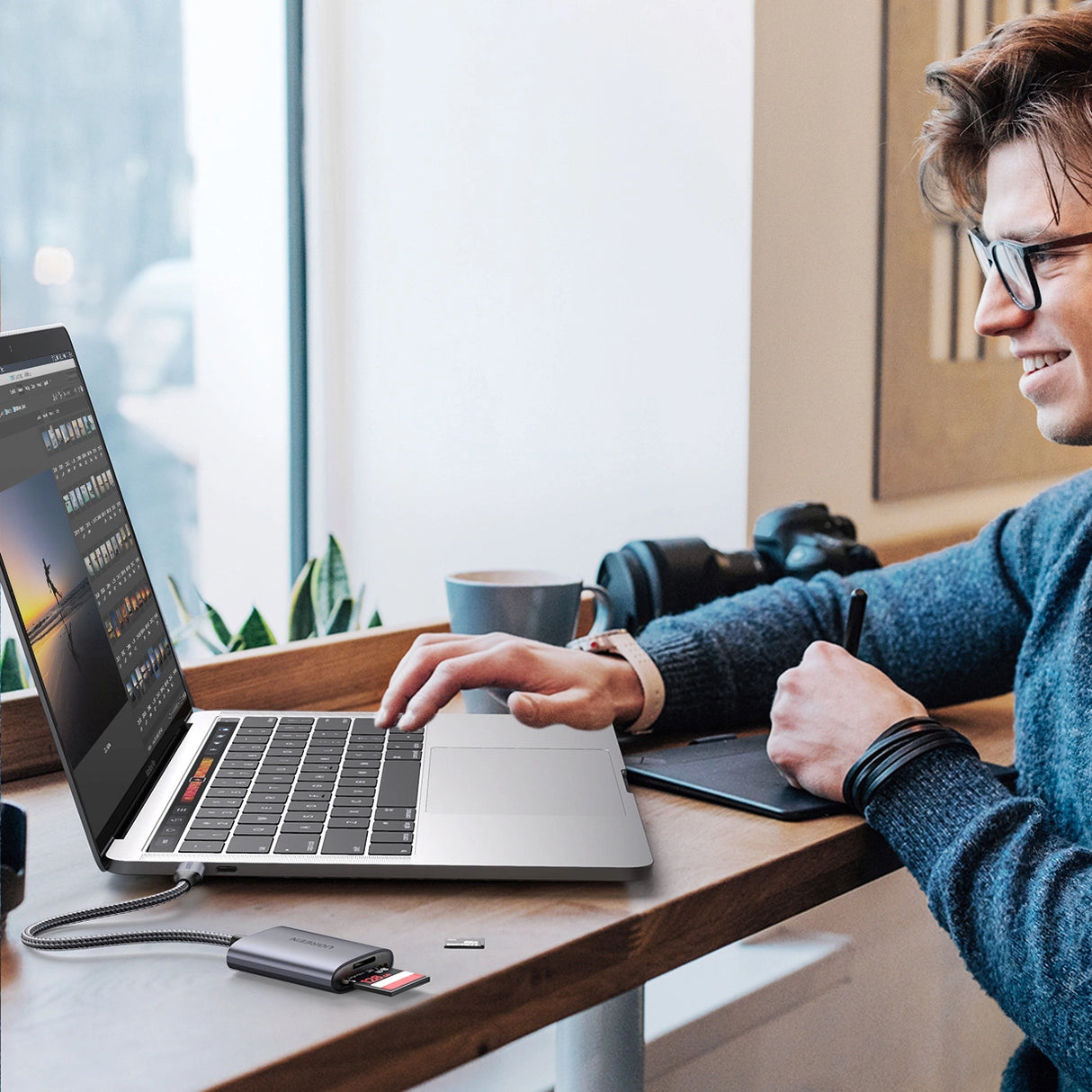 Ugreen CM401 USB C 5Gb/s SD/TF kortlæser - grå