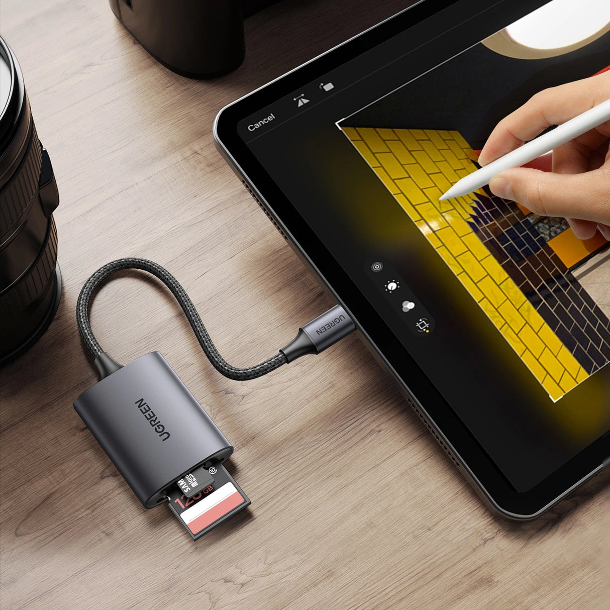 Ugreen CM401 USB C 5Gb/s SD/TF kortlæser - grå