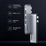 HUB Ugreen CM380 2xUSB C - HDMI/2xUSB 3.0/SD TF/USB C PD - grå