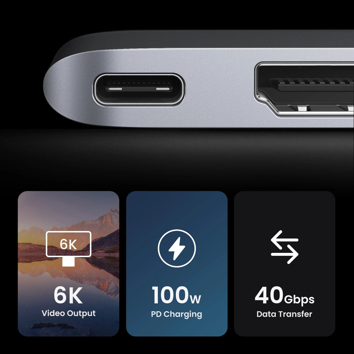 HUB Ugreen CM380 2xUSB C - HDMI/2xUSB 3.0/SD TF/USB C PD - grå