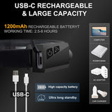 LED-forlygte med IPX4-bevægelsessensor USB-C 1200 mAh - sort