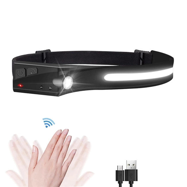 LED-forlygte med IPX4-bevægelsessensor USB-C 1200 mAh - sort