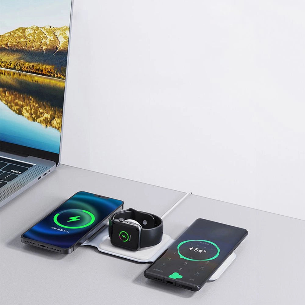Dudao A11N 15W 3in1 induktiv oplader - hvid + USB-C / USB-C kabel