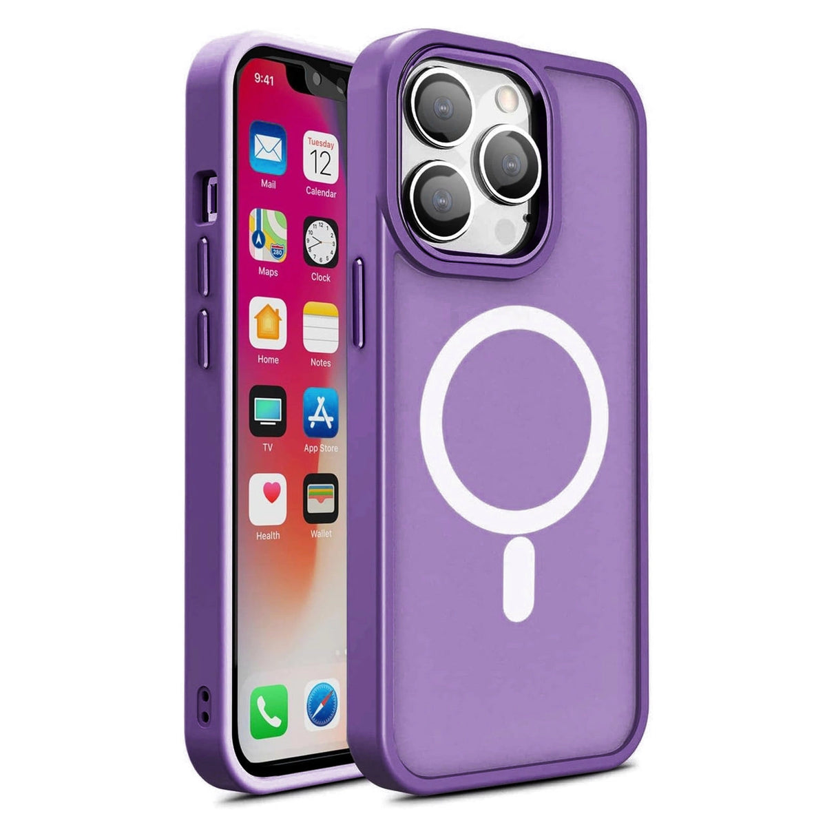Magnetisk farve Matte Case til iPhone 15 - lilla