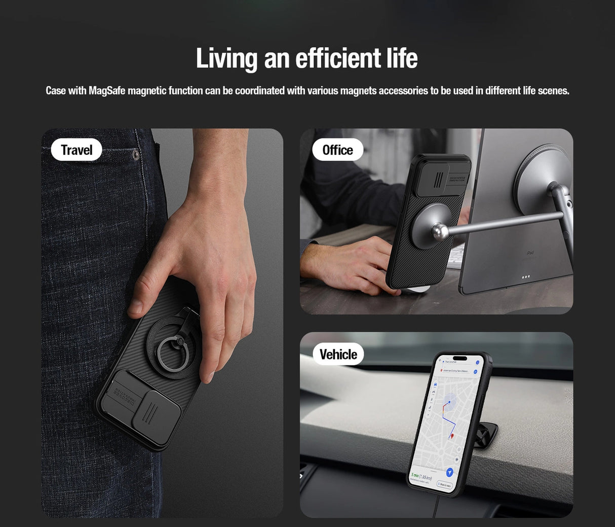 Nillkin CamShield Pro Magnetisk Case til iPhone 15 Pro Max med Kamerabeskytter - Grøn