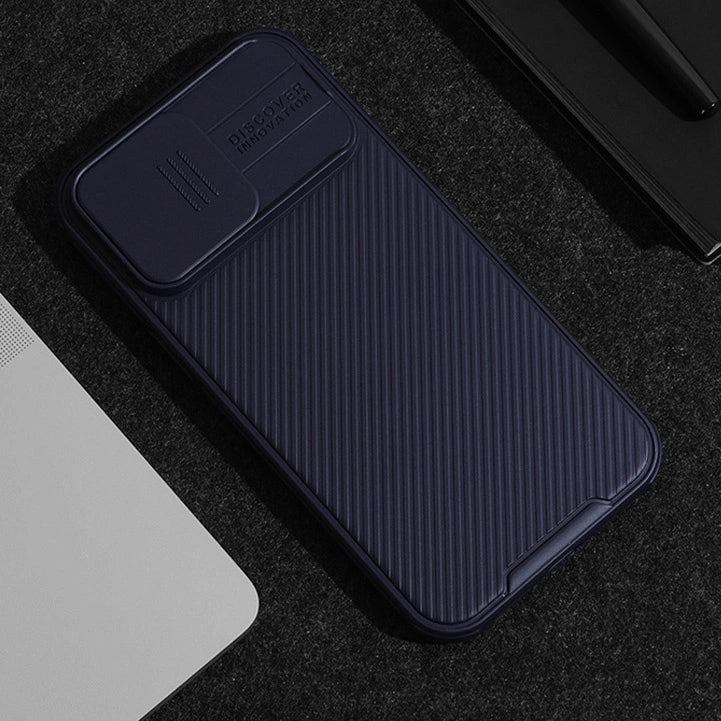 Nillkin CamShield Pro Magnetisk Case til iPhone 15 Pro Max med Kamerabeskytter - Blå