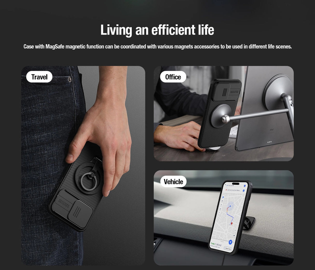 Nillkin CamShield Pro Magnetisk Case til iPhone 15 Plus med Kamerabeskytter - Grøn