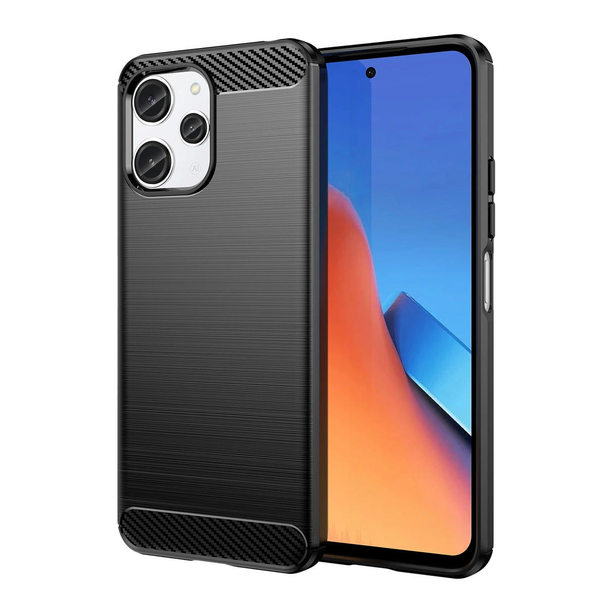 Fleksibel karbonmønsterfoder til Xiaomi Redmi 12 Carbonfoder - sort