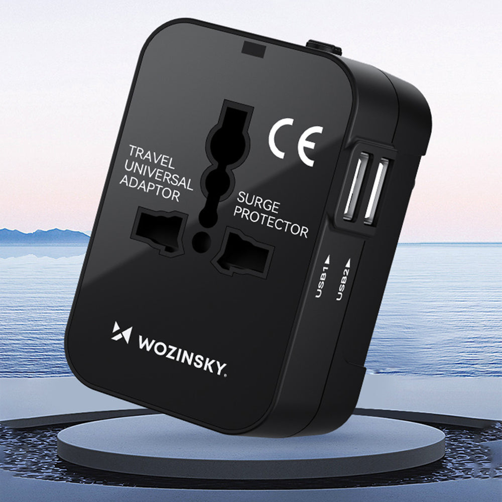 Wozinsky WUTWC rejseadapter universel 24W EU / US / AUS / UK / 2x USB-A - sort