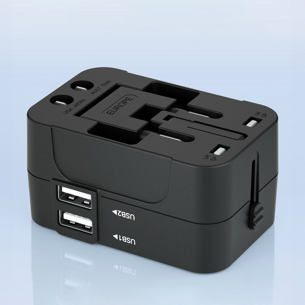 Wozinsky WUTWC rejseadapter universel 24W EU / US / AUS / UK / 2x USB-A - sort