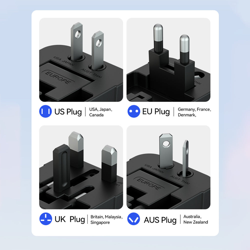 Wozinsky WUTWC rejseadapter universel 24W EU / US / AUS / UK / 2x USB-A - sort