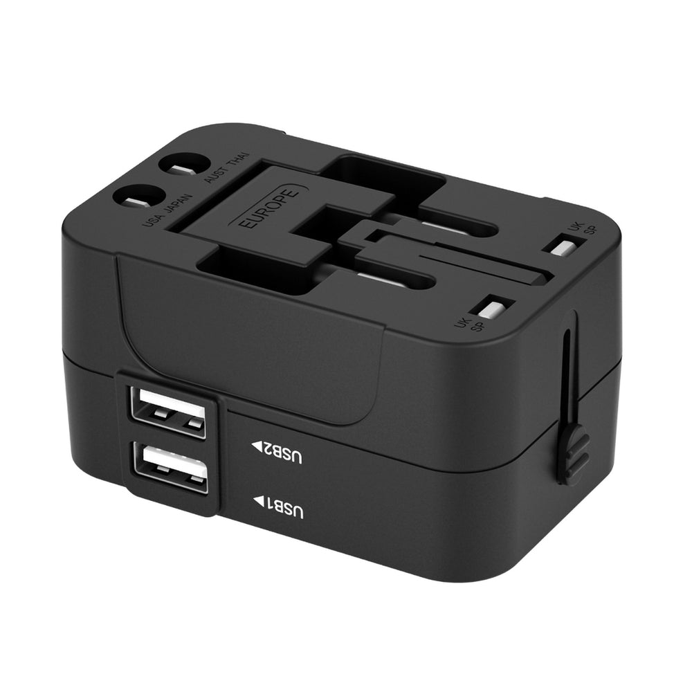 Wozinsky WUTWC rejseadapter universel 24W EU / US / AUS / UK / 2x USB-A - sort