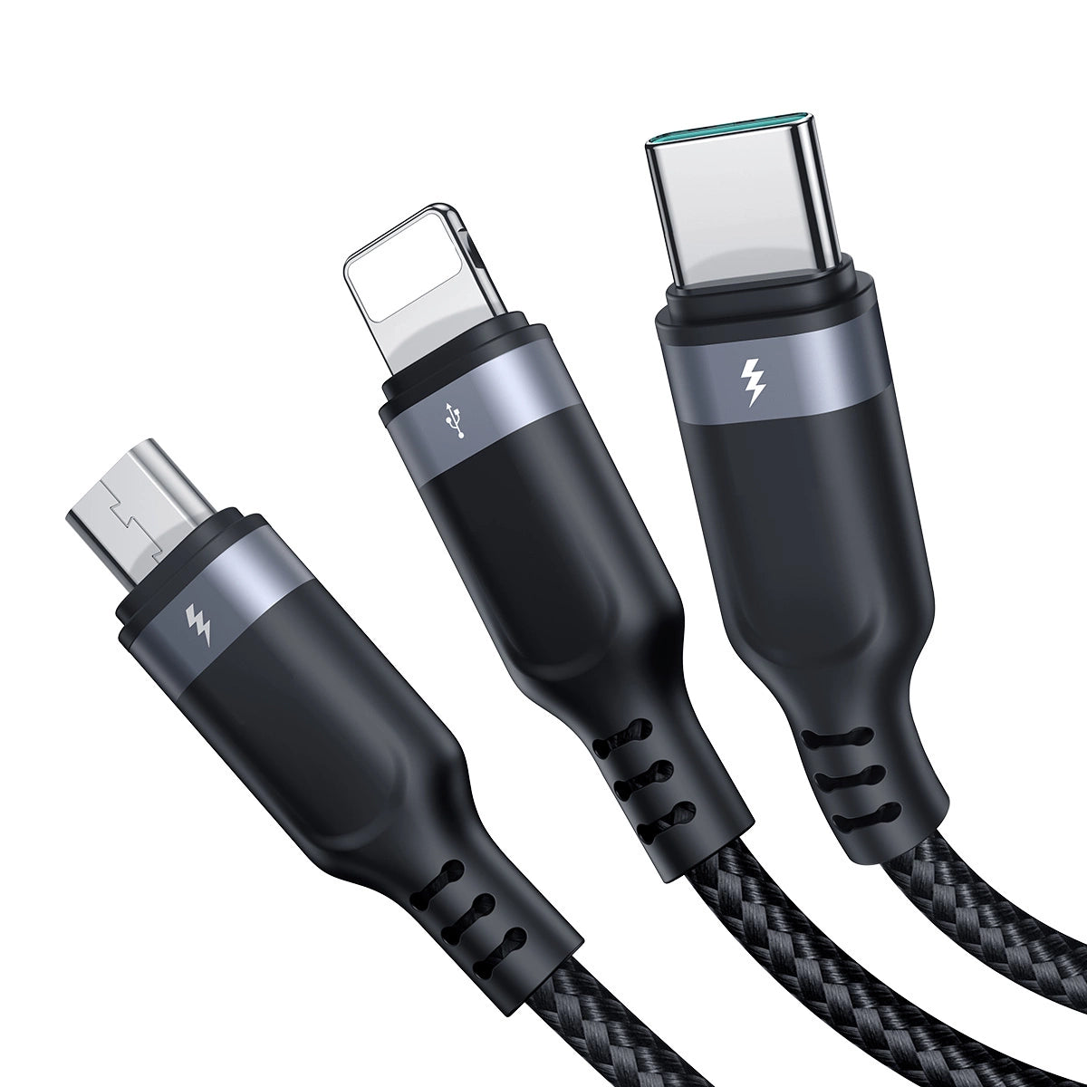 Joyroom Multi-Use Series S-A18 3in1 USB-A - Lightning / USB-C / micro USB-kabel 0,3m - sort