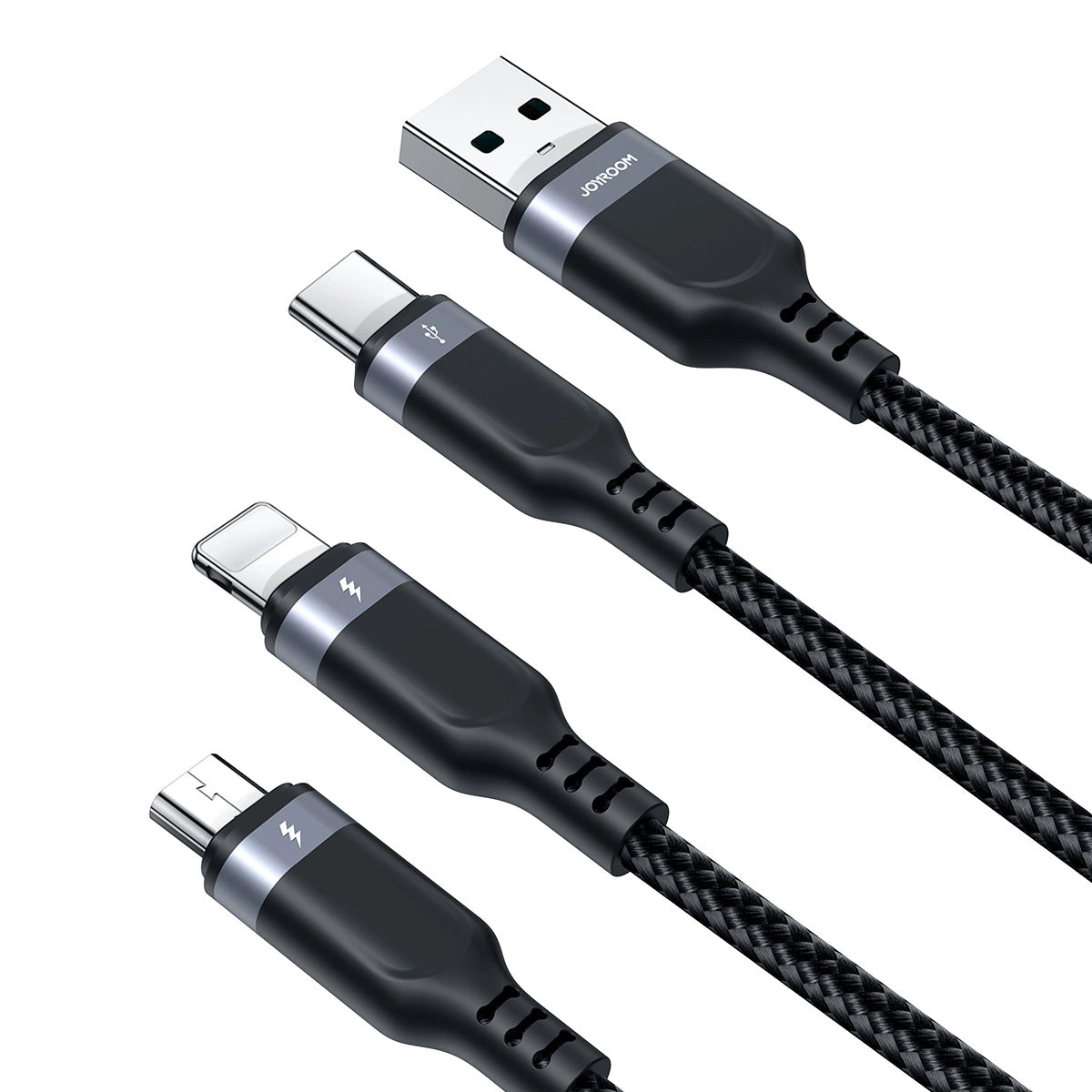 Joyroom Multi-Use Series S-A18 3in1 USB-A - Lightning / USB-C / micro USB-kabel 0,3m - sort