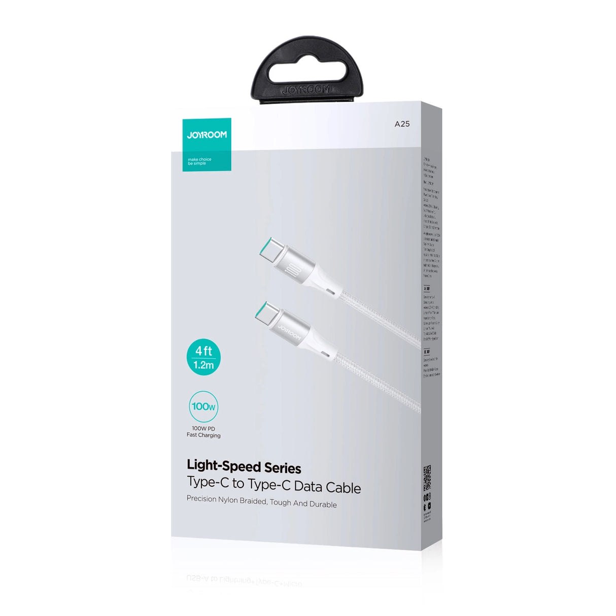 Joyroom Light-Speed Series S-A25 USB-C / USB-C kabel 100W 1,2m - hvid