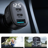 Joyroom JR-CCD04 30W 2x USB-C USB-A biloplader med display - sort