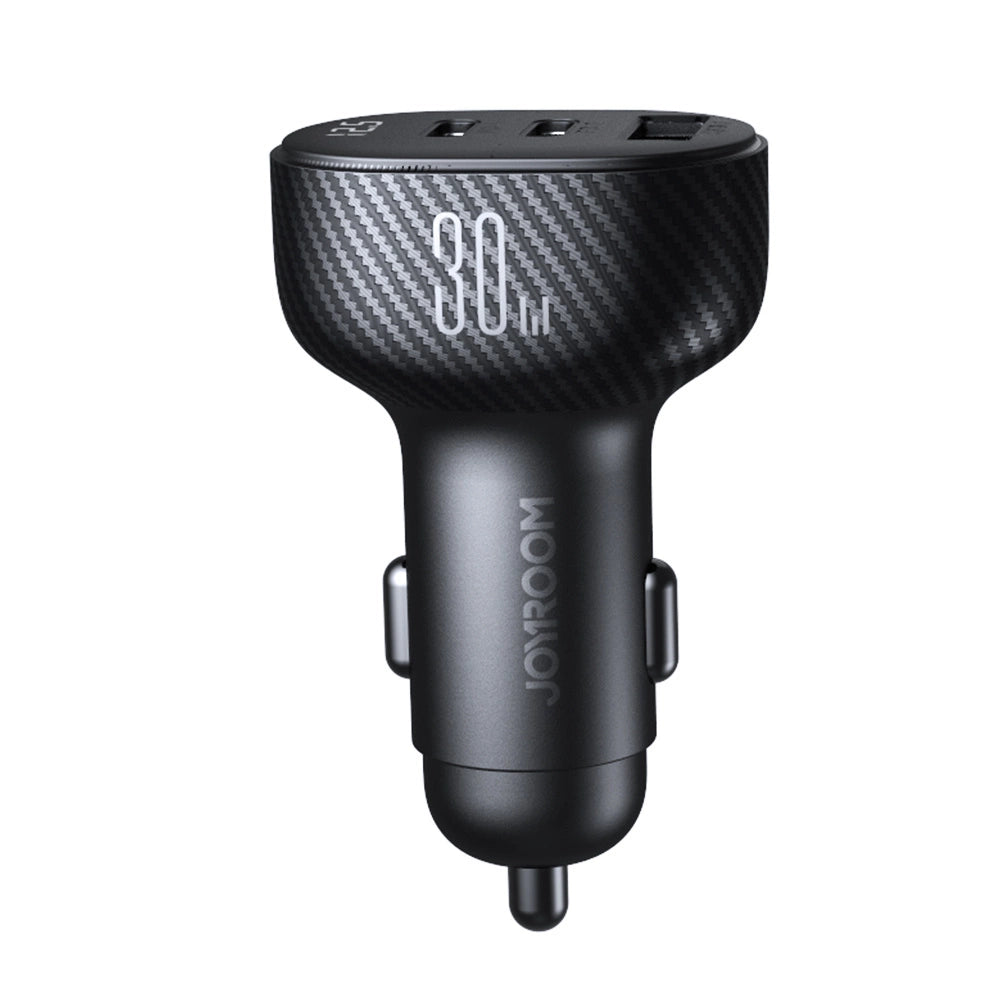 Joyroom JR-CCD04 30W 2x USB-C USB-A biloplader med display - sort