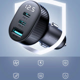 Joyroom JR-CCD04 30W 2x USB-C USB-A biloplader med display - sort