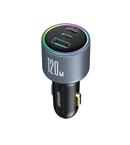 Joyroom JR-CCN07 biloplader 120W 2xUSB-C USB-A + USB-C kabel 100W - mørk grå
