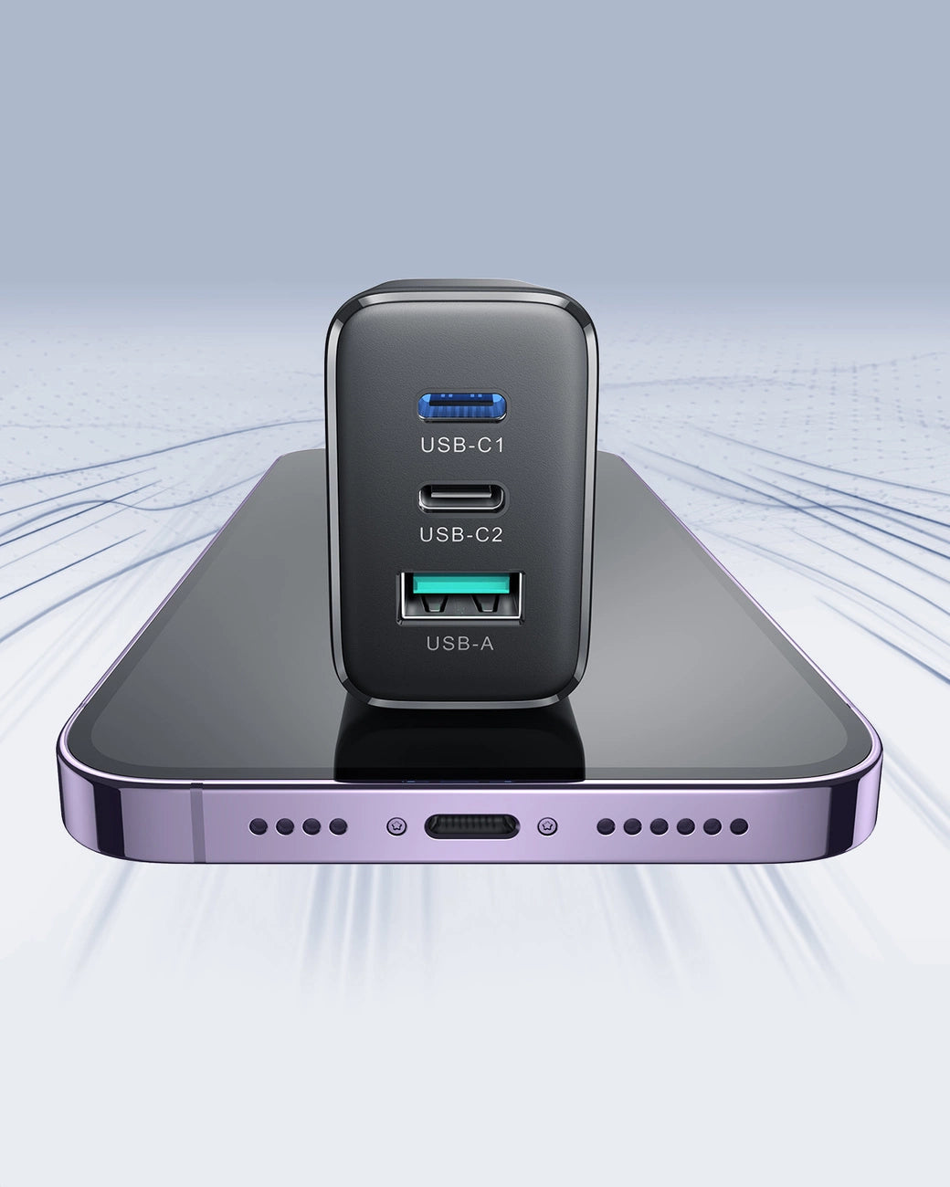 Joyroom JR-TCF10 hurtigoplader 2x USB-C USB-A 32W - sort