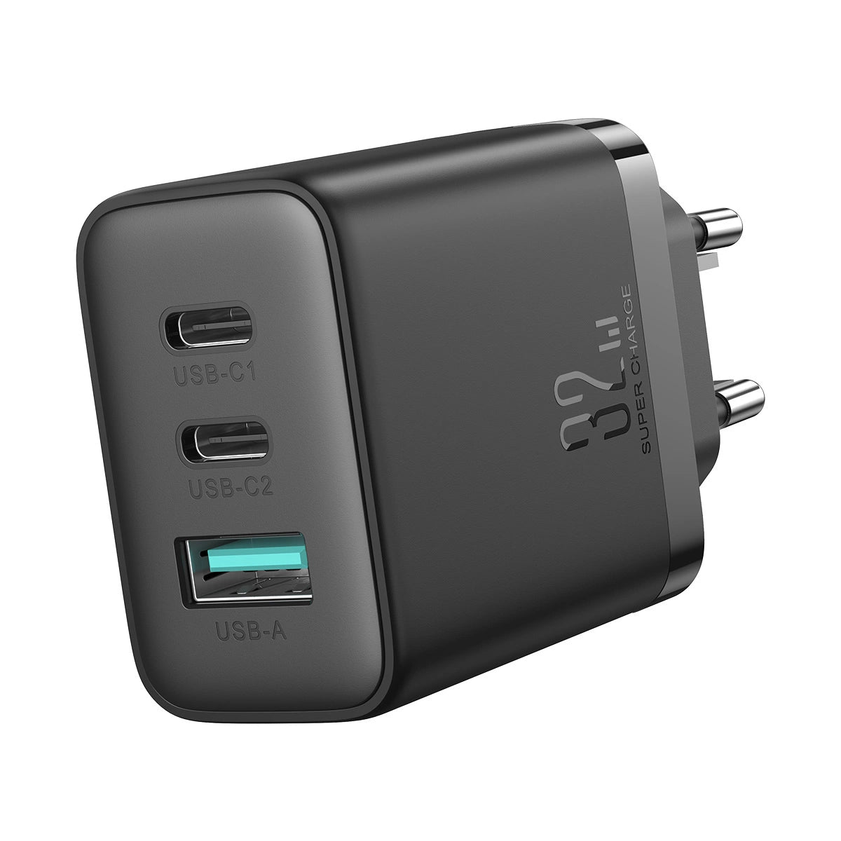 Joyroom JR-TCF10 hurtigoplader 2x USB-C USB-A 32W - sort