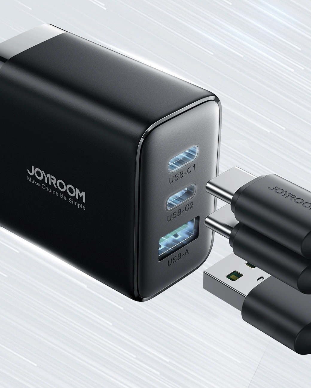 Joyroom JR-TCF10 hurtigoplader 2x USB-C USB-A 32W - sort
