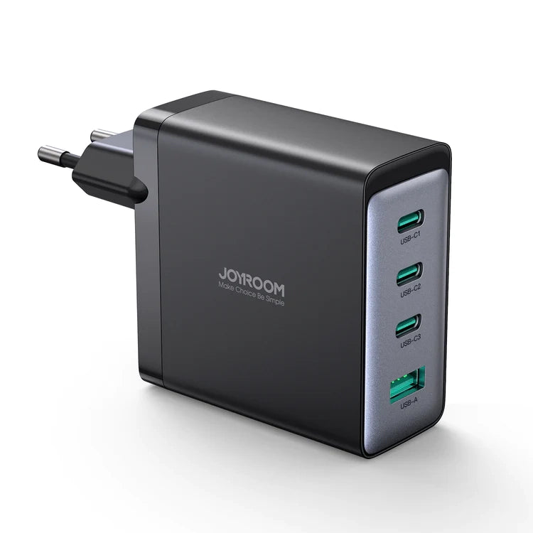 Joyroom JR-TCG04EU 100W GaN oplader 3x USB-C USB-A + USB-C / USB-C kabel 100W - sort
