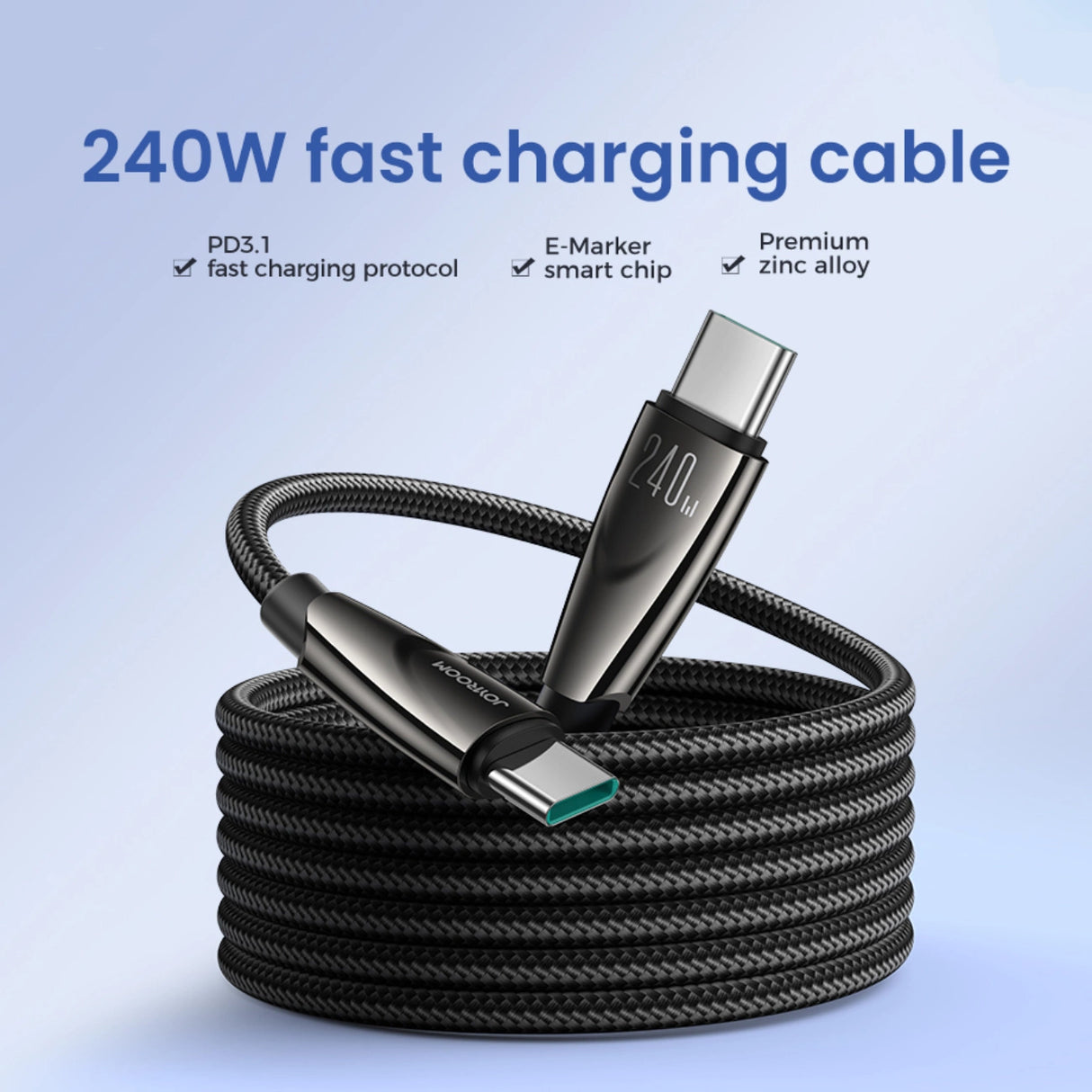 Joyroom Pioneer Series SA31-CC5 USB-C / USB-C 240W Kabel 1,2 m - sort