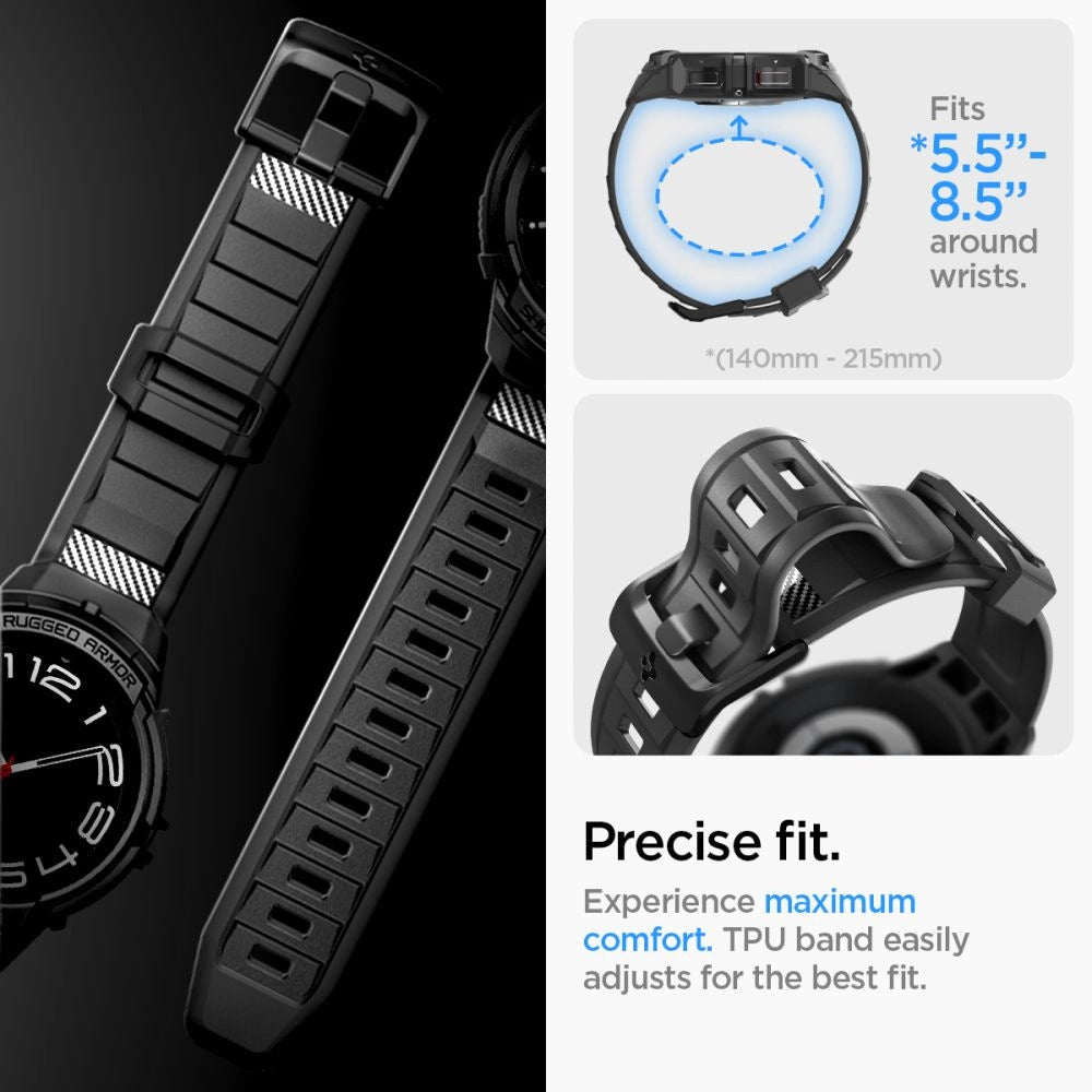 Spigen Rugged Armor Pro Case med rem til Samsung Galaxy Watch 6 Classic (47 mm) - sort